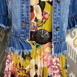 COOLPLES Pleated Yellow Floral Multi Maxi Dress